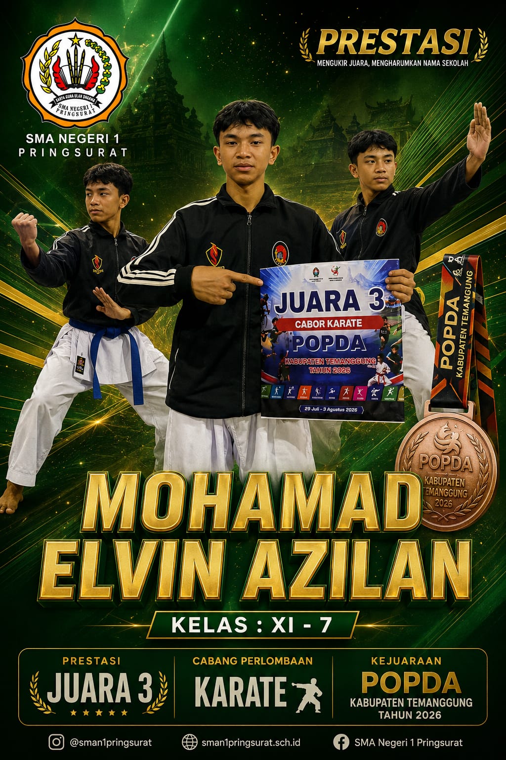 Juara 3 Lomba Karate POPDA Kab. Temanggung