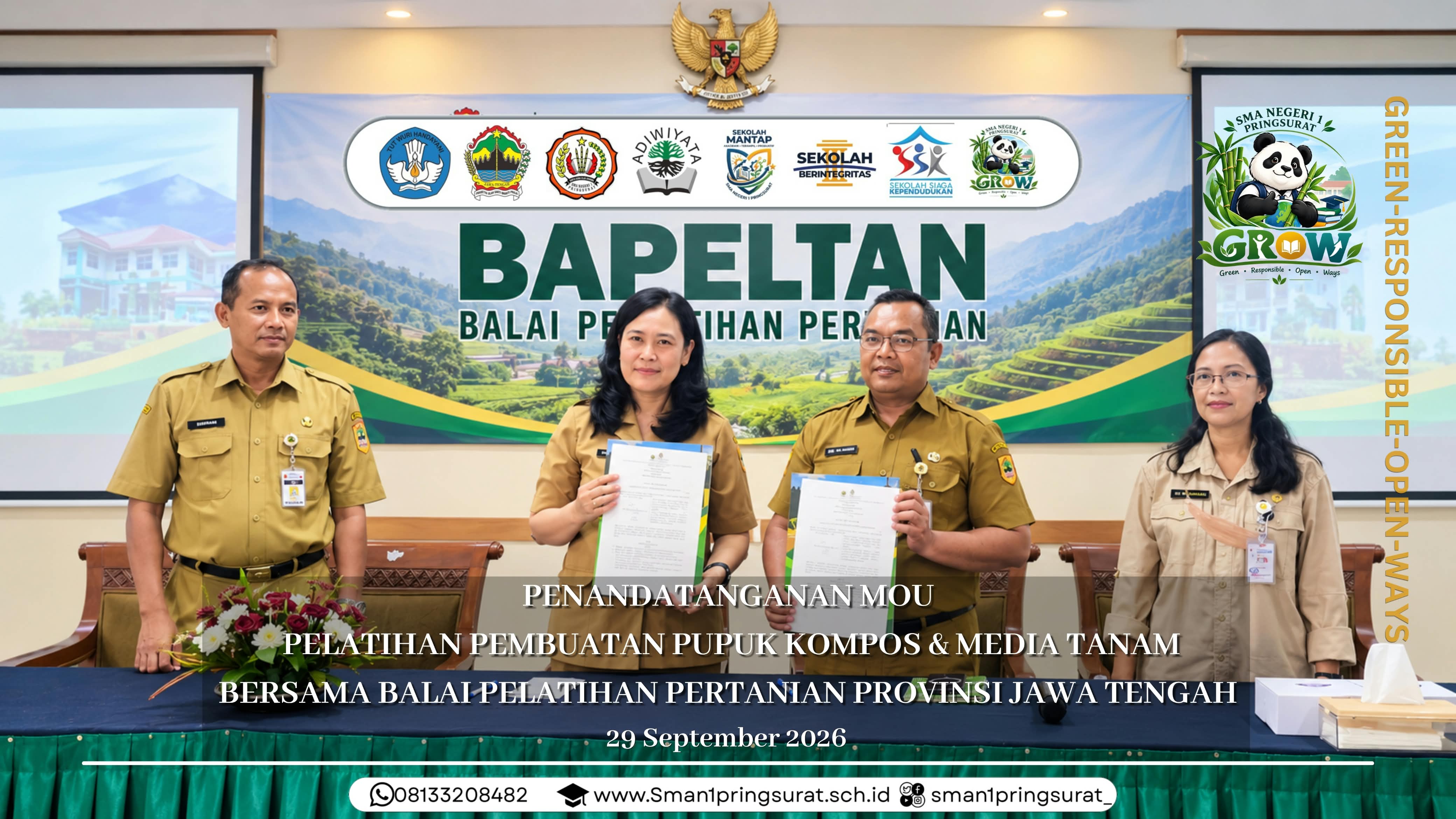 SMA NEGERI 1 PRINGSURAT GANDENG BALAI PELATIHAN PERTANIAN PROVINSI JAWA TENGAH KEMBANGKAN EDUSANITASI DAN PERTANIAN BERKELANJUTAN